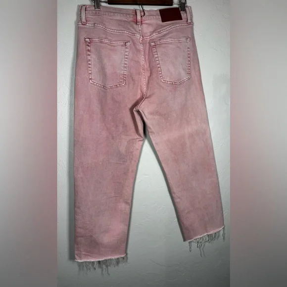 Lucky Brand 90’s Loose High Rise Crop Pink Acid Washed Denim Jeans Size 8/29 - Picture 5 of 11